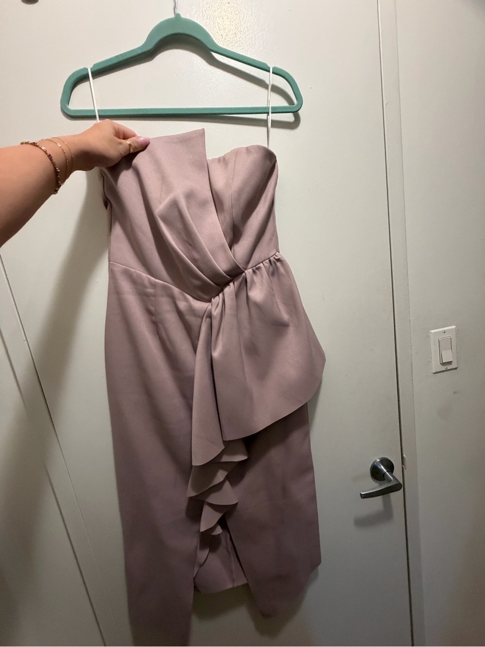 Revolve- Elliatt Strapless Draped Midi Dress in Dusty Rose